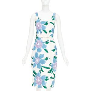 Prada 2016 Silk Patchwork Floral Bow Dress